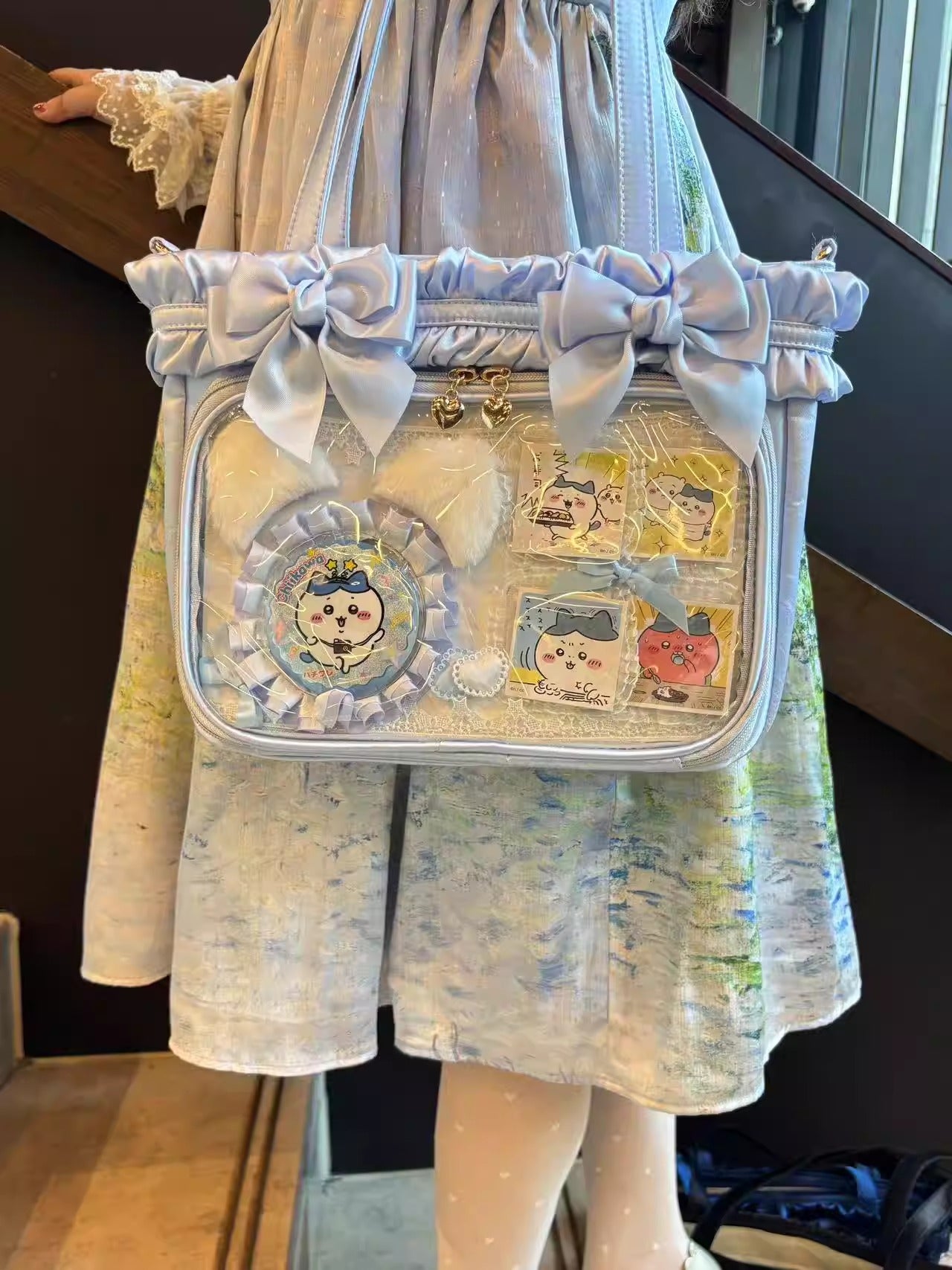 软芙芙 Puffkten ムースレースリボン 痛バッグ トートバッグ