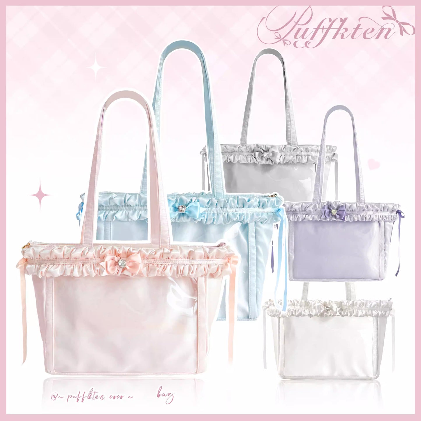 软芙芙 Puffkten ふんわりレースリボン 痛バッグ トートバッグ