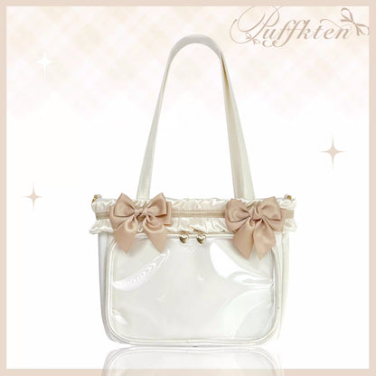 软芙芙 Puffkten ムースレースリボン 痛バッグ トートバッグ
