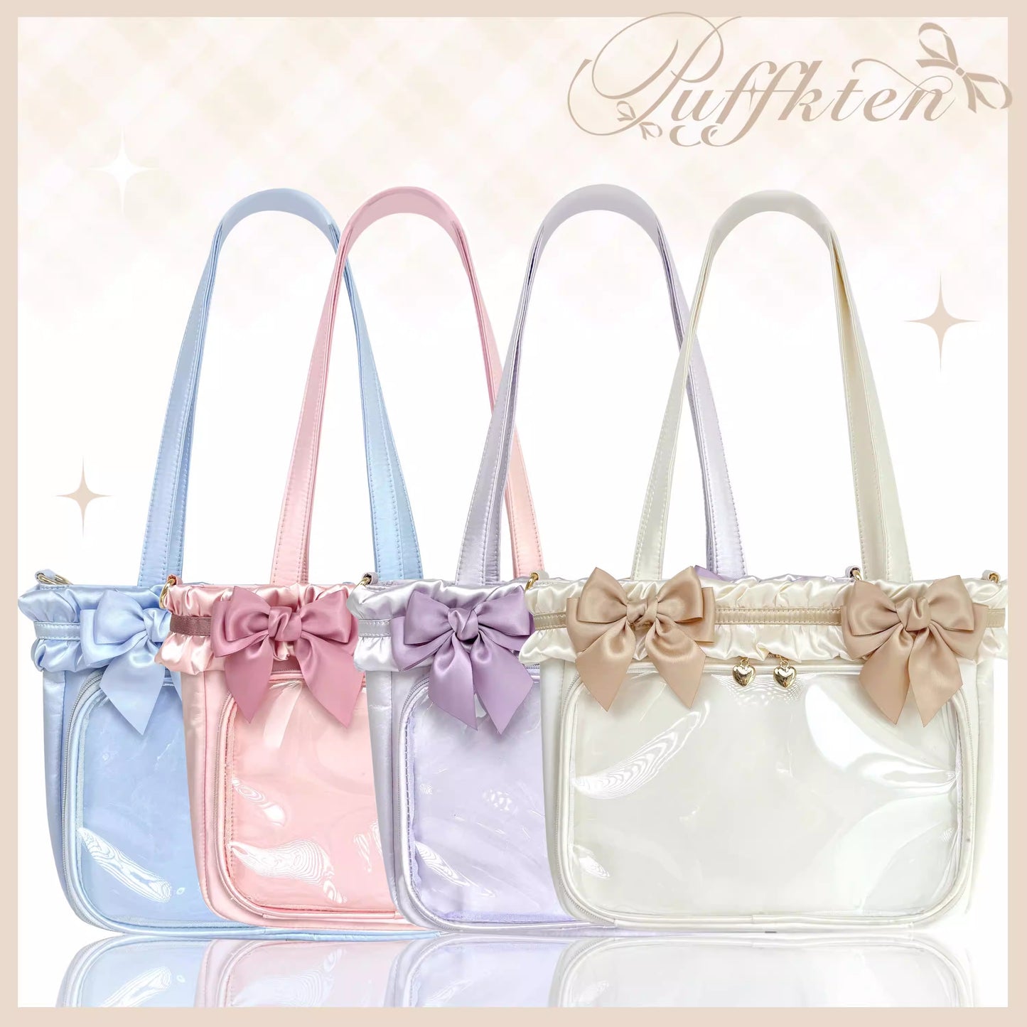 软芙芙 Puffkten ムースレースリボン 痛バッグ トートバッグ