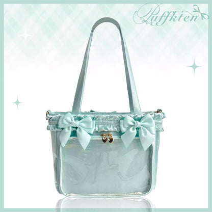 软芙芙 Puffkten ムースレースリボン 痛バッグ トートバッグ