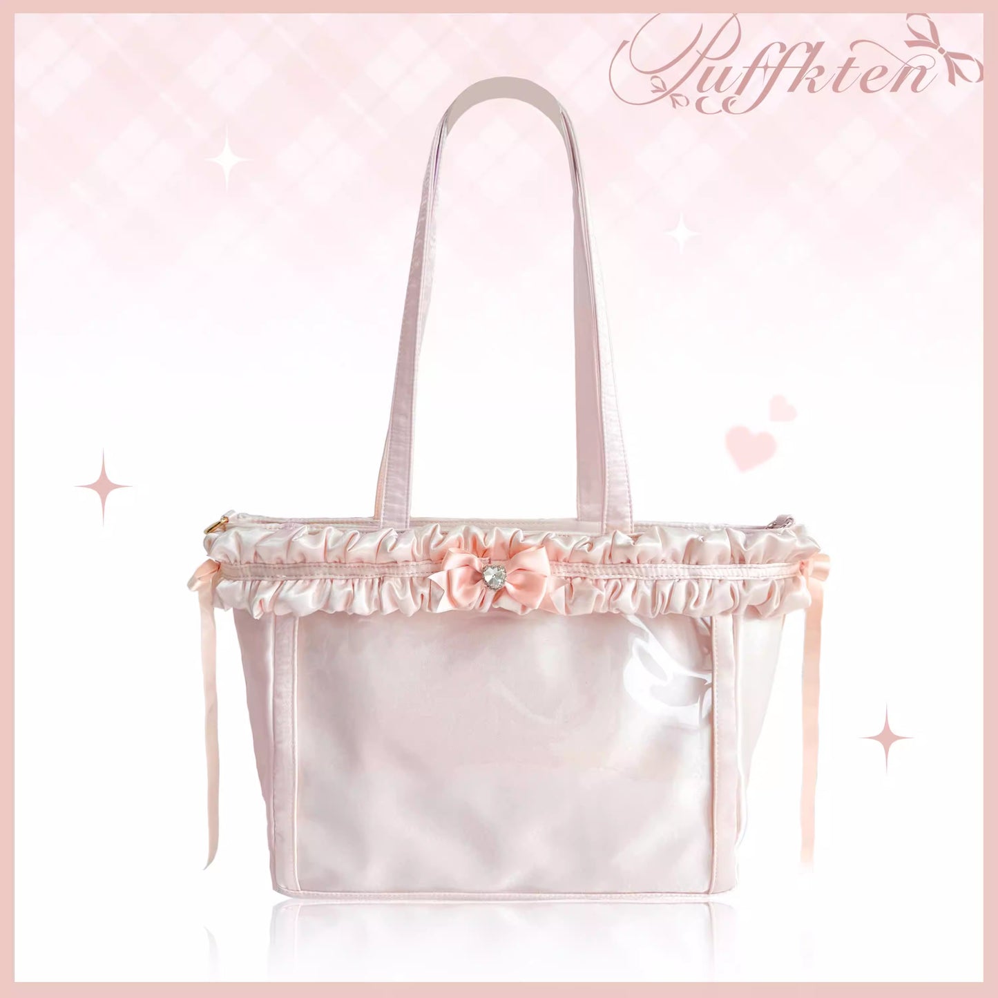 软芙芙 Puffkten ふんわりレースリボン 痛バッグ トートバッグ