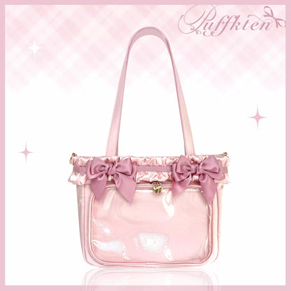 软芙芙 Puffkten ムースレースリボン 痛バッグ トートバッグ